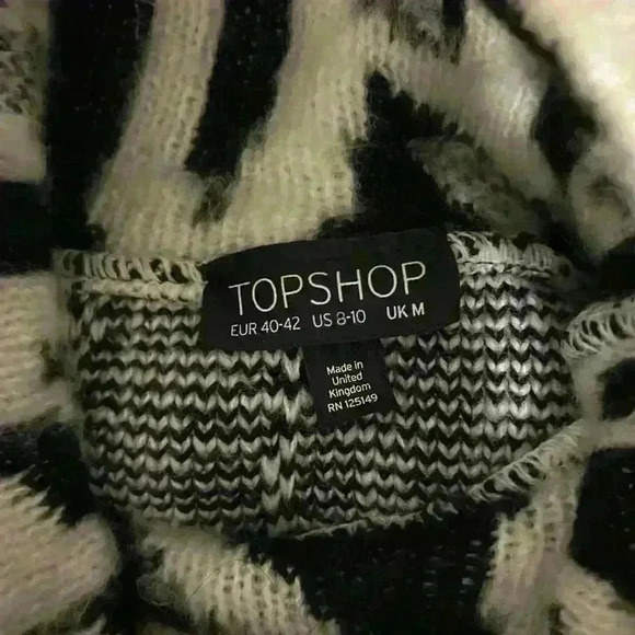 TopShop Zebra Mix Print Funnel Jumper Sweater - Picture 4 of 5